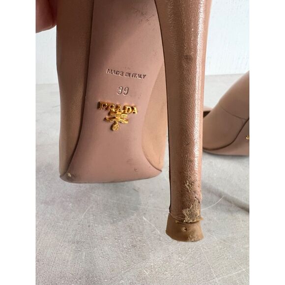 Prada‎ Womens Nude Leather Pointed Toe High Heels Sz 39 - Picture 8 of 15